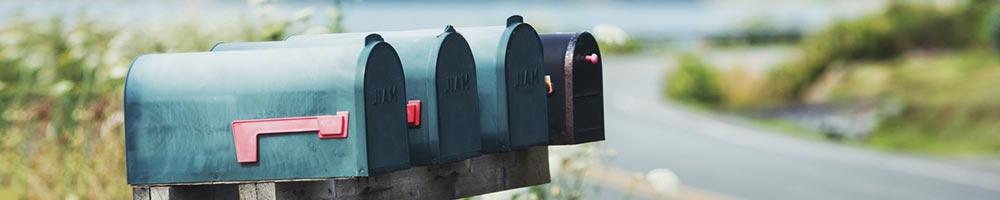 Image of mailboxes in a row.